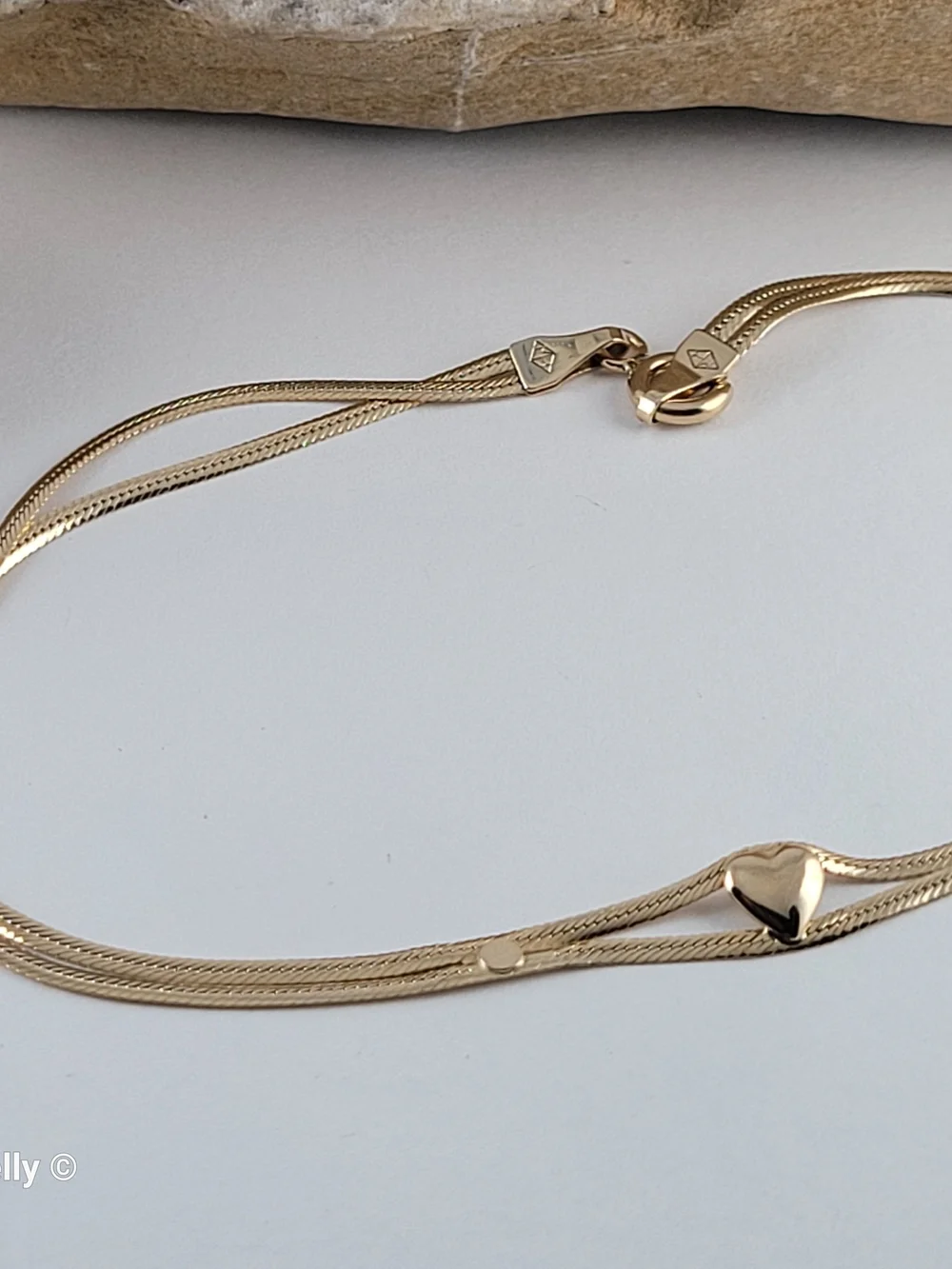 Italy 14K Solid Gold Two Strand Heart Cuban Mini Link Bracelet or Anklet 👌🎁